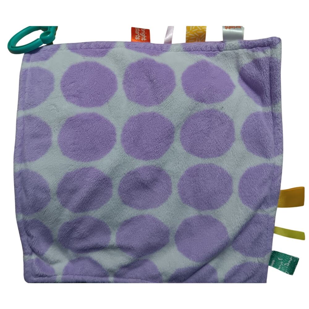 Bright Starts Taggies Security Blanket Lovey Polka Dots Plush Baby Satin Tags